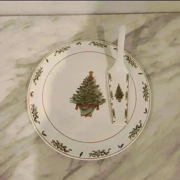 Vintage Classic Gold Fine Porcelain Cake Plate and Server With Box - Picture 7 of 8